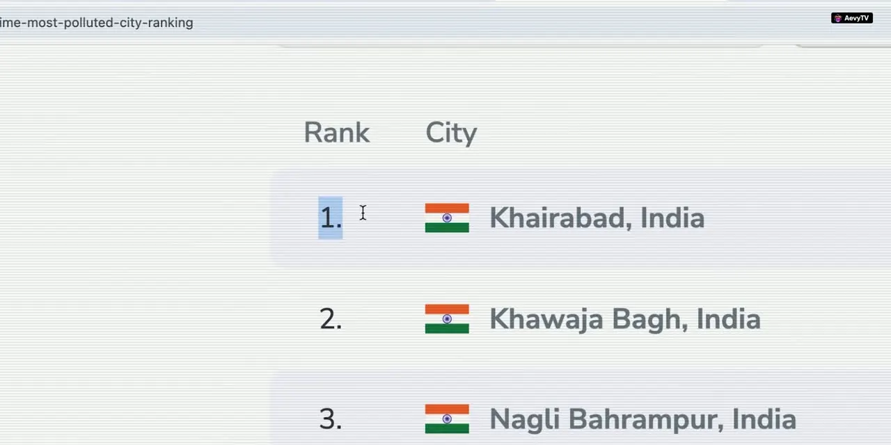 Air pollution comparison chart screenshot from the video, illustrating Delhi and Beijing policy contrast