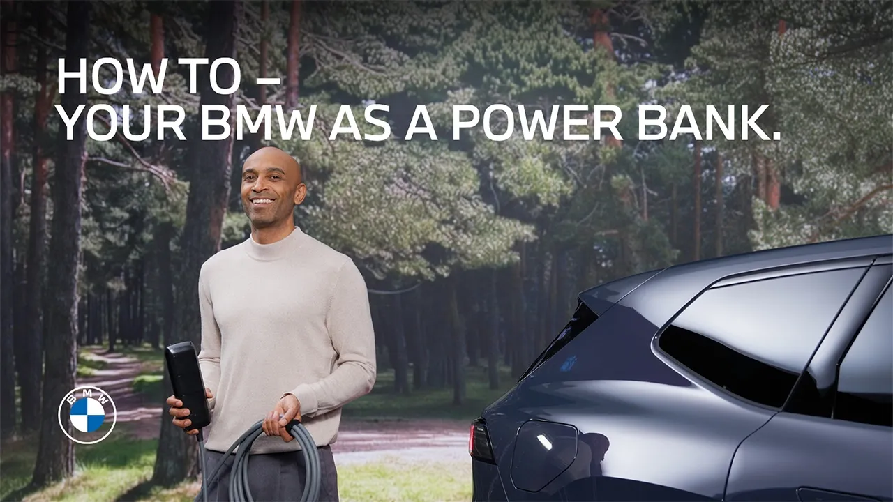 BMW Vehicle-to-Load bidirectional charging featured image with the line 'How To - Your BMW as a power bank'