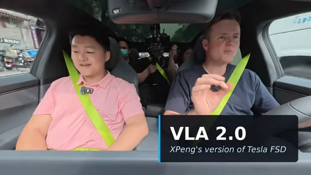 Inside the Xpeng cockpit showing VLA 2.0 assisted driving information