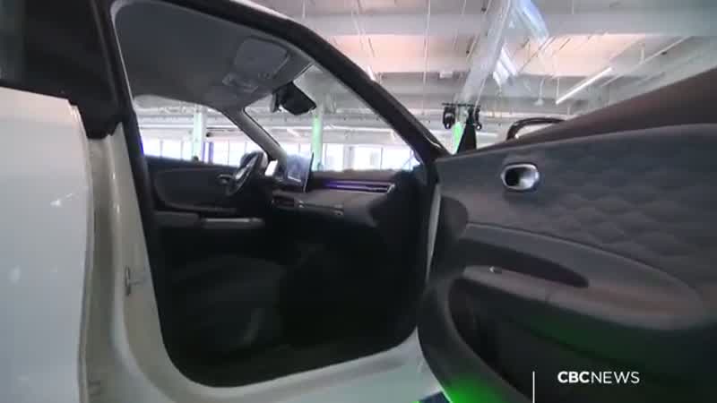 Interior of a Chinese-built EV on display in Canada
