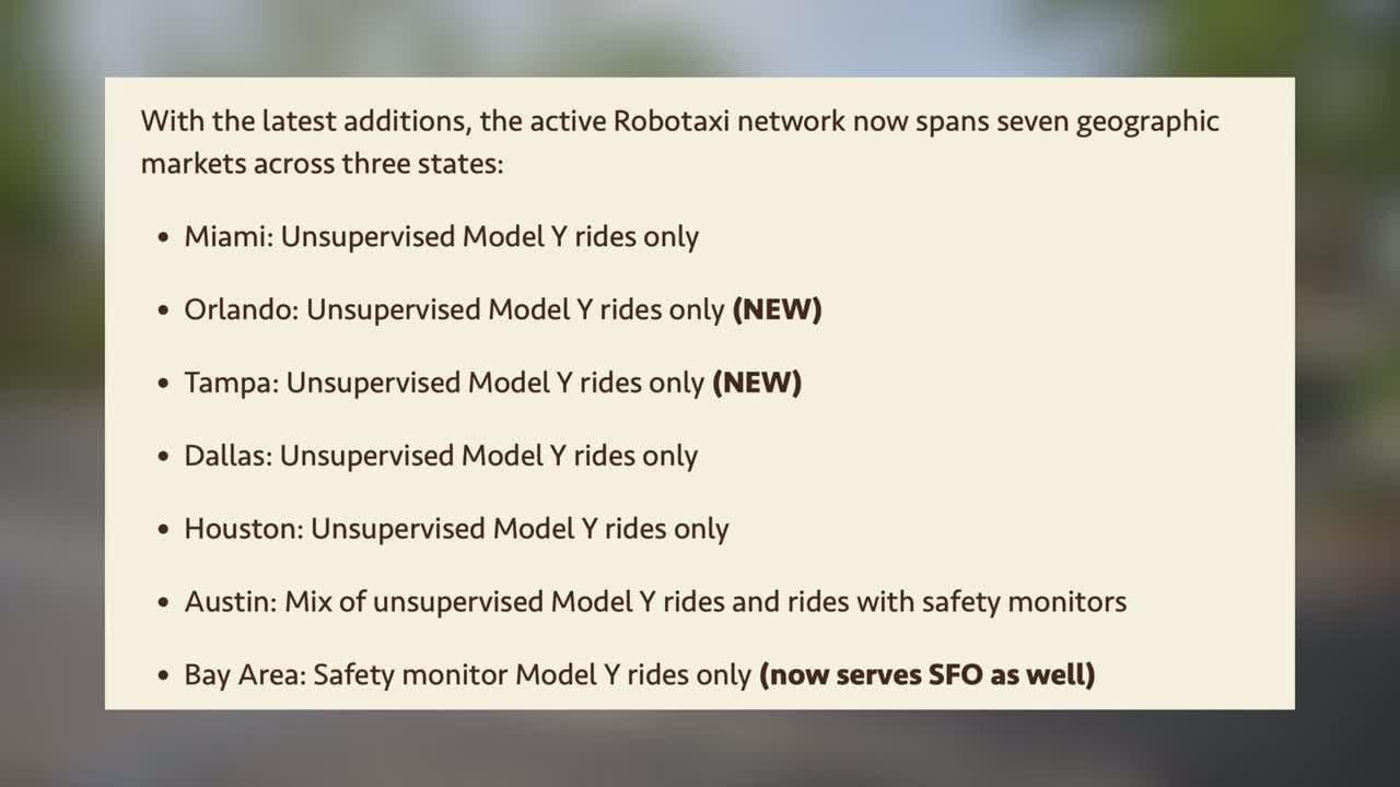 Tesla robotaxi map