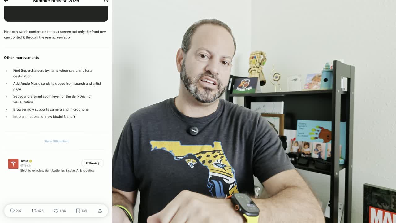 Tesla vehicle software screen with summer update features