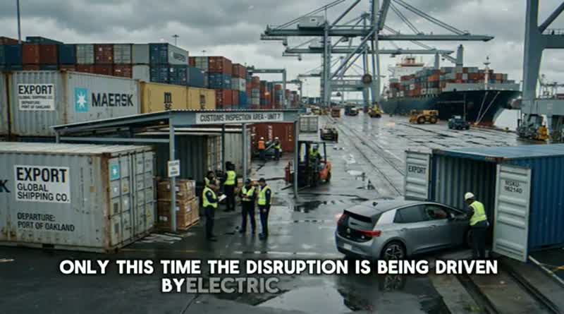 Customs inspection at a busy shipping port