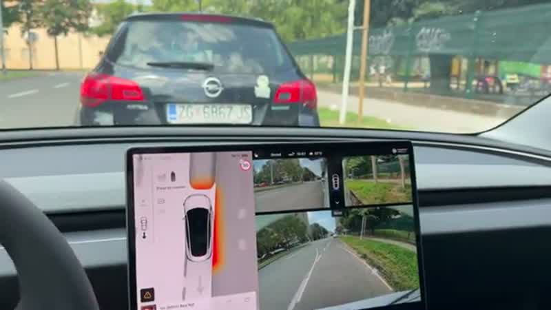 Model 3 rear camera view while self-parking