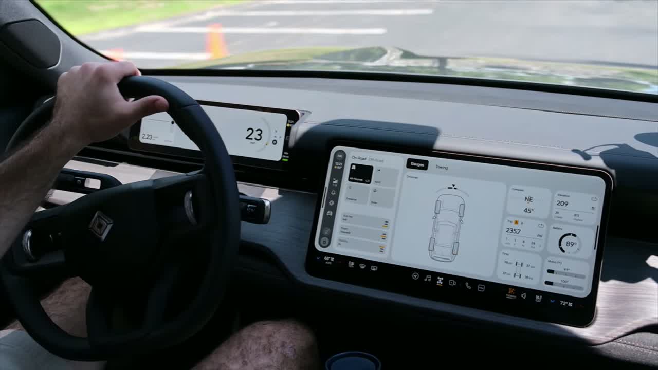 Rivian R2 rear seat and simplified center console
