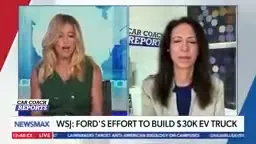 Lauren Fix automotive expert discussing the financial pitfalls of switching to electric vehicles during a Newsmax interview segment.