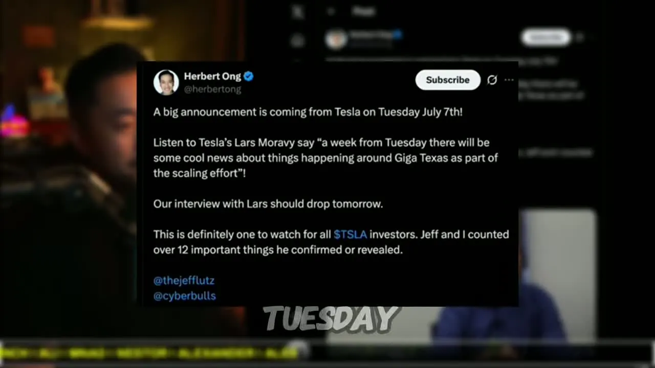 Big Tesla Annoucement on July 7th supporting visual from EVCUBE.NET