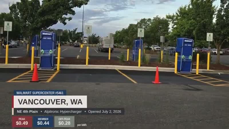 Map of Walmart EV charging sites across U.S. states