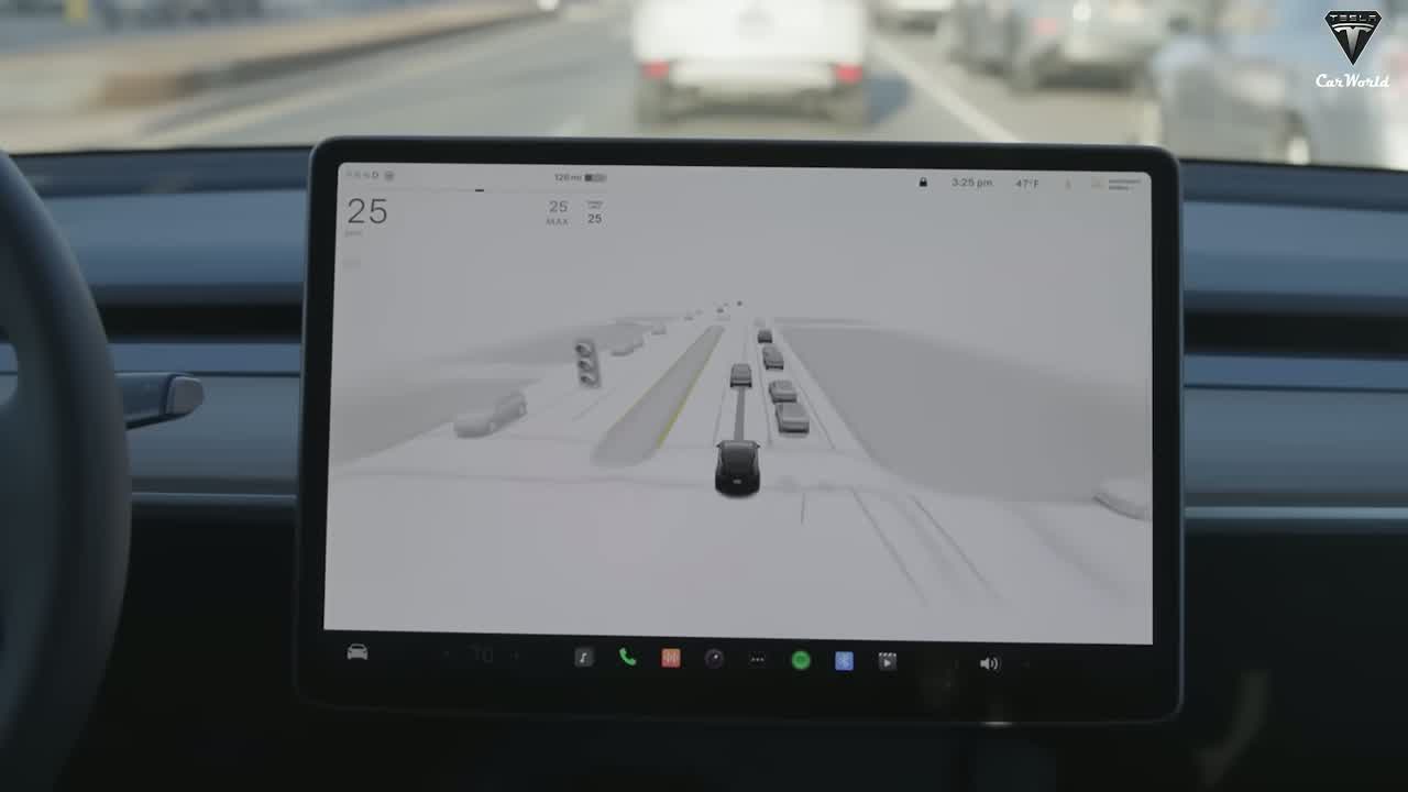 Cybercab interior with no steering wheel or pedals